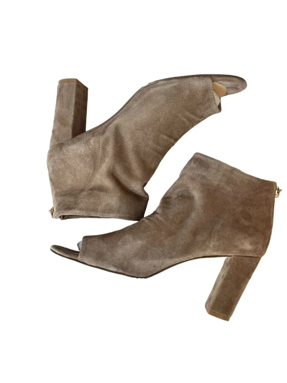 VAN ELi Women's Shoes Peep Toe Ankle Boots Beige Suede Size 8.5